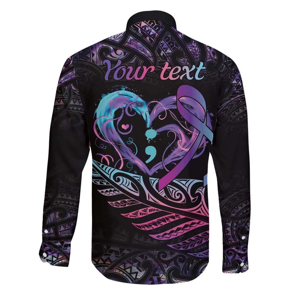 Personalised Your Life Matters Family Matching Short Sleeve Bodycon Dress and Hawaiian Shirt Suicide Prevention Awareness Semicolon Heart LT9 - Polynesian Pride