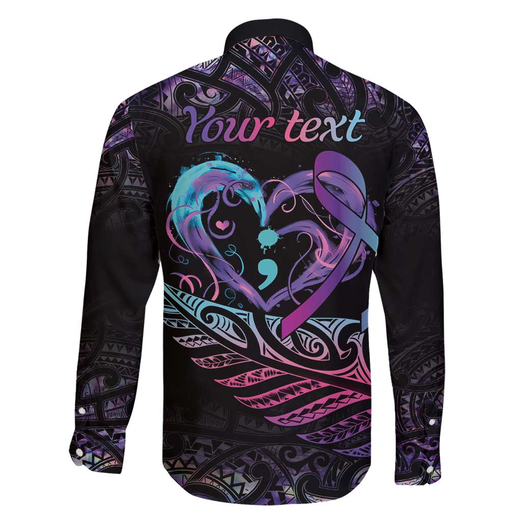 Personalised Your Life Matters Family Matching Summer Maxi Dress and Hawaiian Shirt Suicide Prevention Awareness Semicolon Heart LT9 - Polynesian Pride