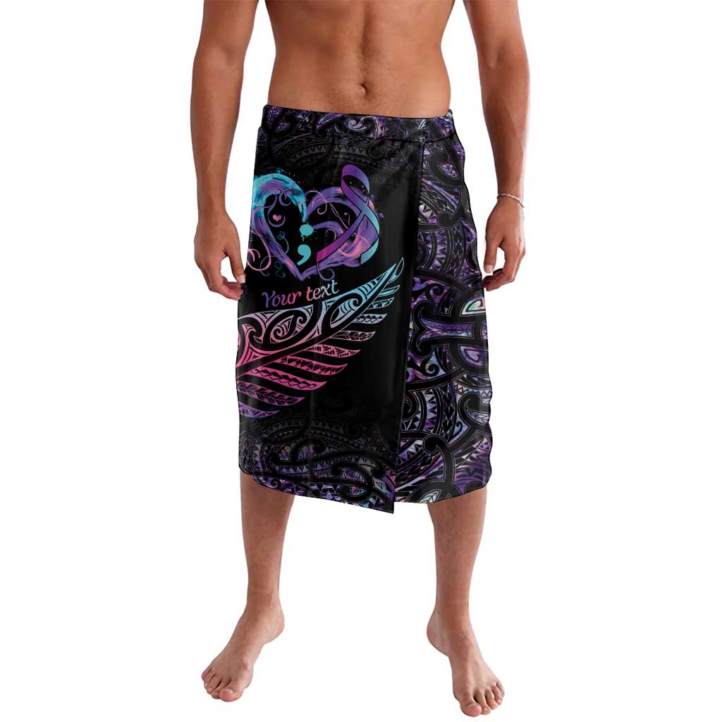 Personalised Your Life Matters Lavalava Suicide Prevention Awareness Semicolon Heart LT9 Black - Polynesian Pride