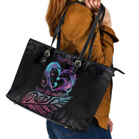 Personalised Your Life Matters Leather Tote Bag Suicide Prevention Awareness Semicolon Heart