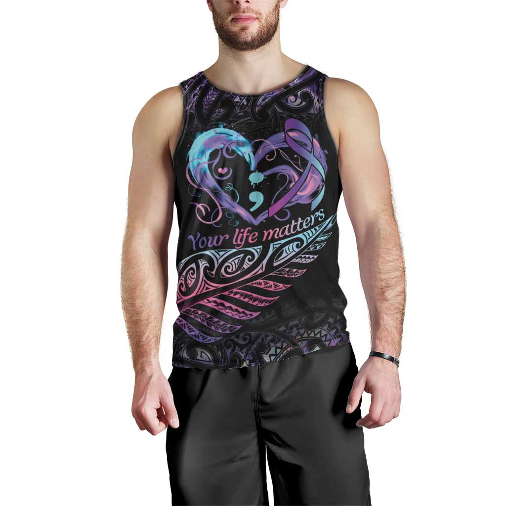 Personalised Your Life Matters Men Tank Top Suicide Prevention Awareness Semicolon Heart