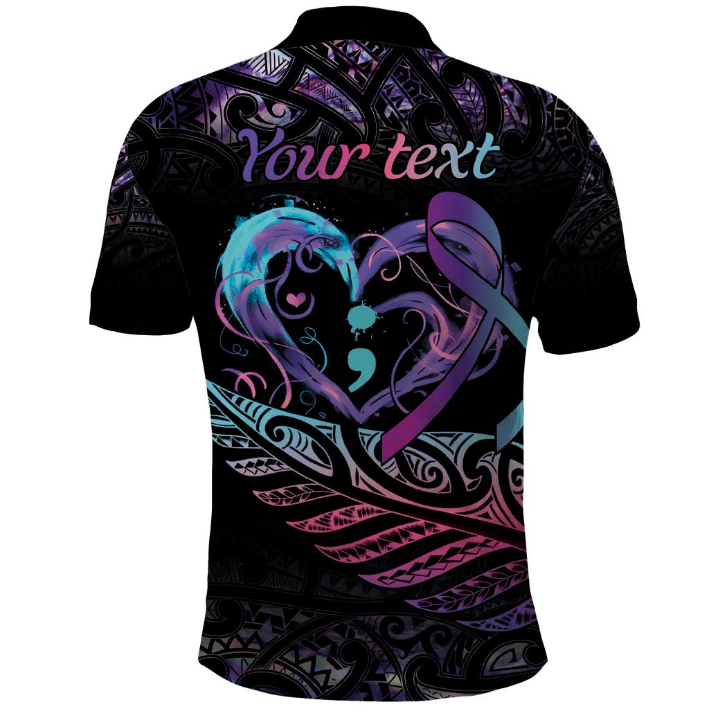 Personalised Your Life Matters Polo Shirt Suicide Prevention Awareness Semicolon Heart