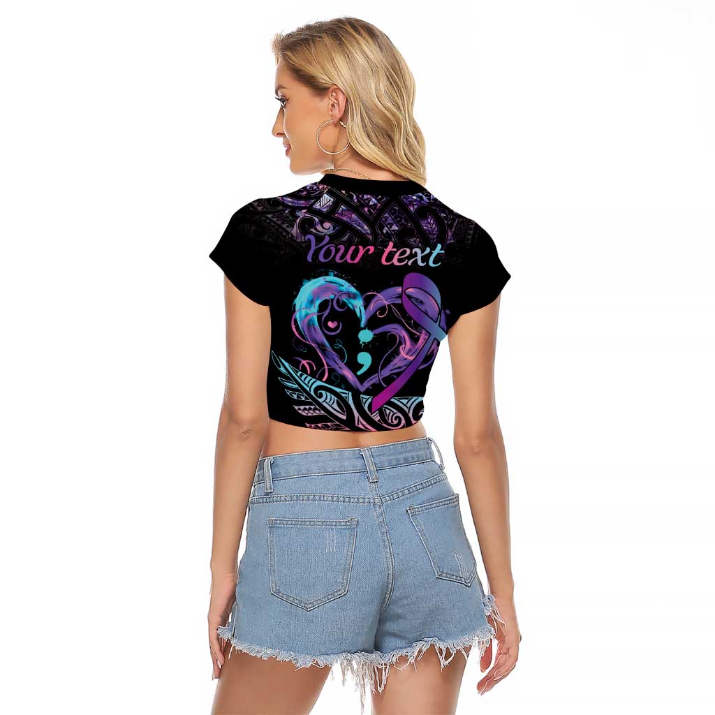Personalised Your Life Matters Raglan Cropped T Shirt Suicide Prevention Awareness Semicolon Heart