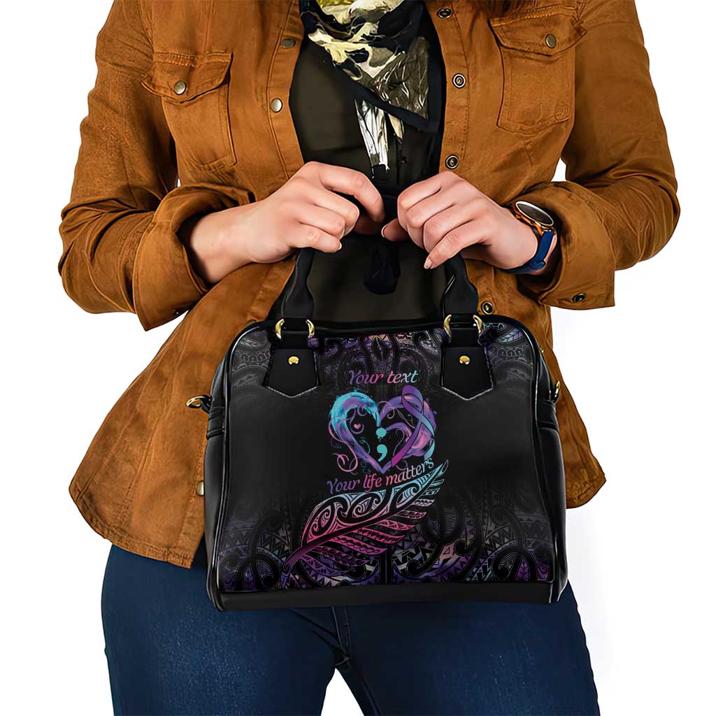 Personalised Your Life Matters Shoulder Handbag Suicide Prevention Awareness Semicolon Heart
