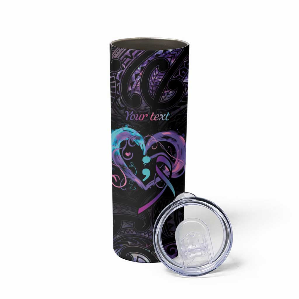 Personalised Your Life Matters Skinny Tumbler Suicide Prevention Awareness Semicolon Heart LT9 - Polynesian Pride