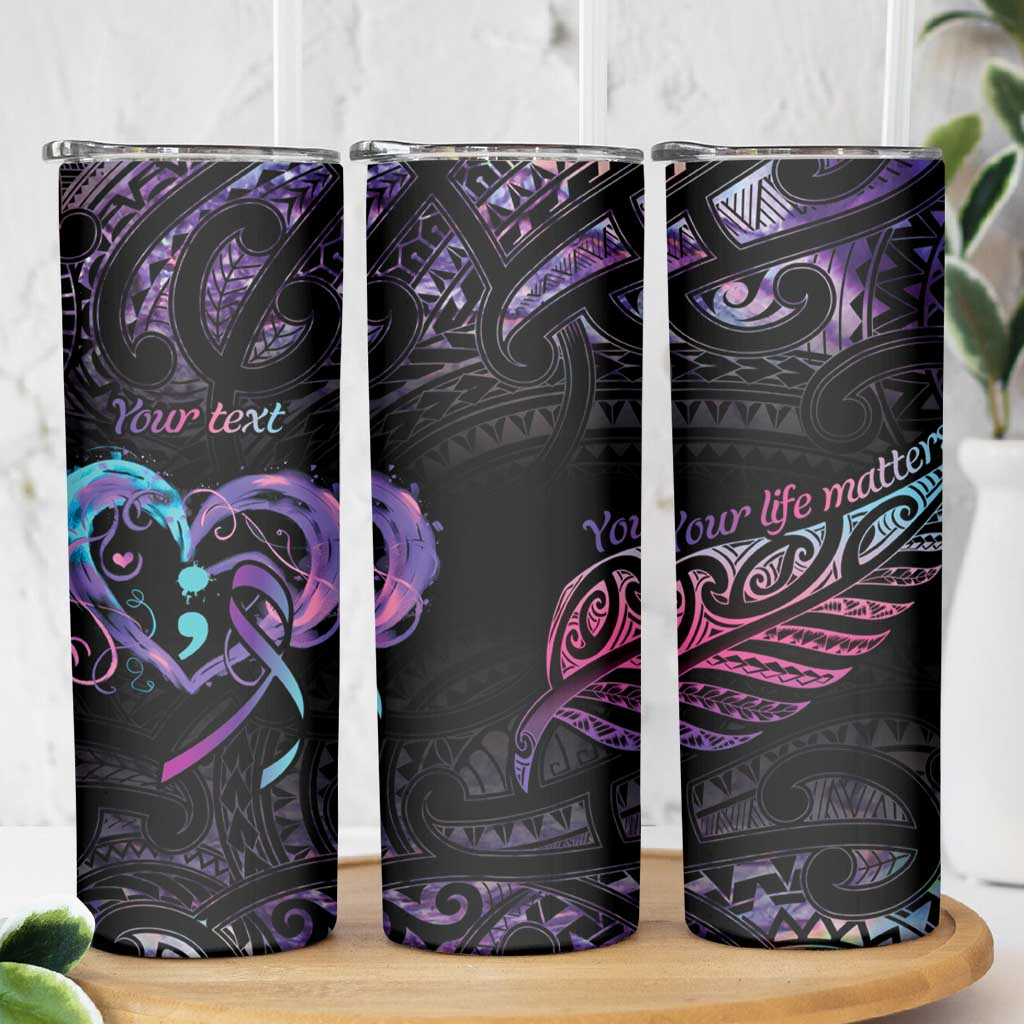 Personalised Your Life Matters Skinny Tumbler Suicide Prevention Awareness Semicolon Heart LT9 - Polynesian Pride