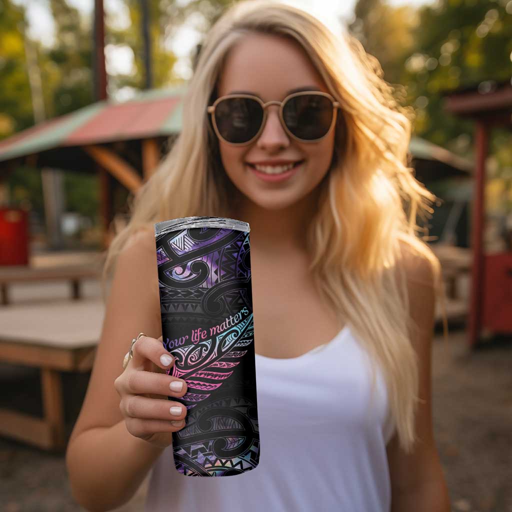 Personalised Your Life Matters Skinny Tumbler Suicide Prevention Awareness Semicolon Heart LT9 - Polynesian Pride