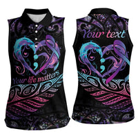 Personalised Your Life Matters Women Sleeveless Polo Shirt Suicide Prevention Awareness Semicolon Heart LT9 - Polynesian Pride