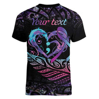 Personalised Your Life Matters Women V-Neck T-Shirt Suicide Prevention Awareness Semicolon Heart LT9 - Polynesian Pride