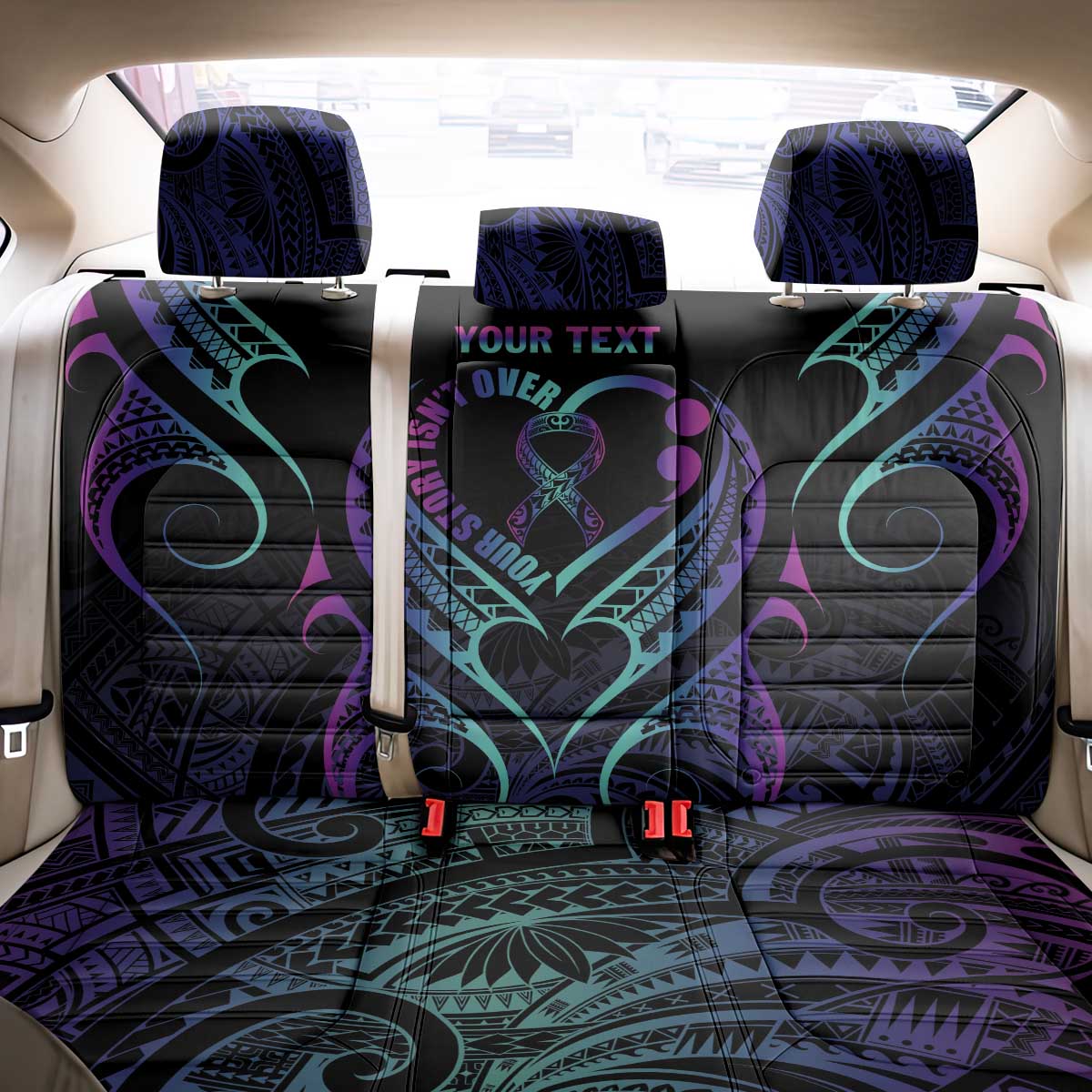 Personalised Your Story Isn't Over Back Car Seat Cover Suicide Prevention Awareness Semicolon Heart