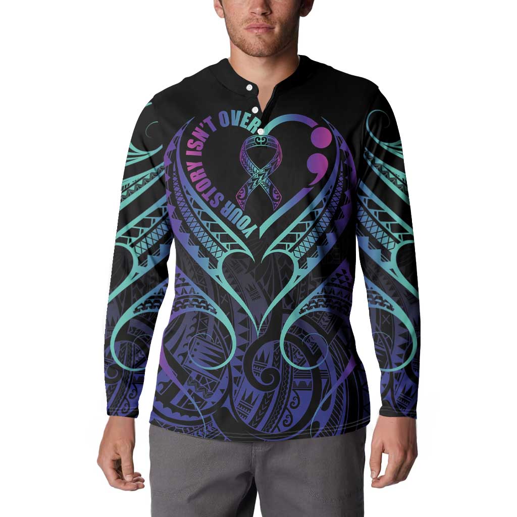 Personalised Your Story Isn't Over Button Sweatshirt Suicide Prevention Awareness Semicolon Heart