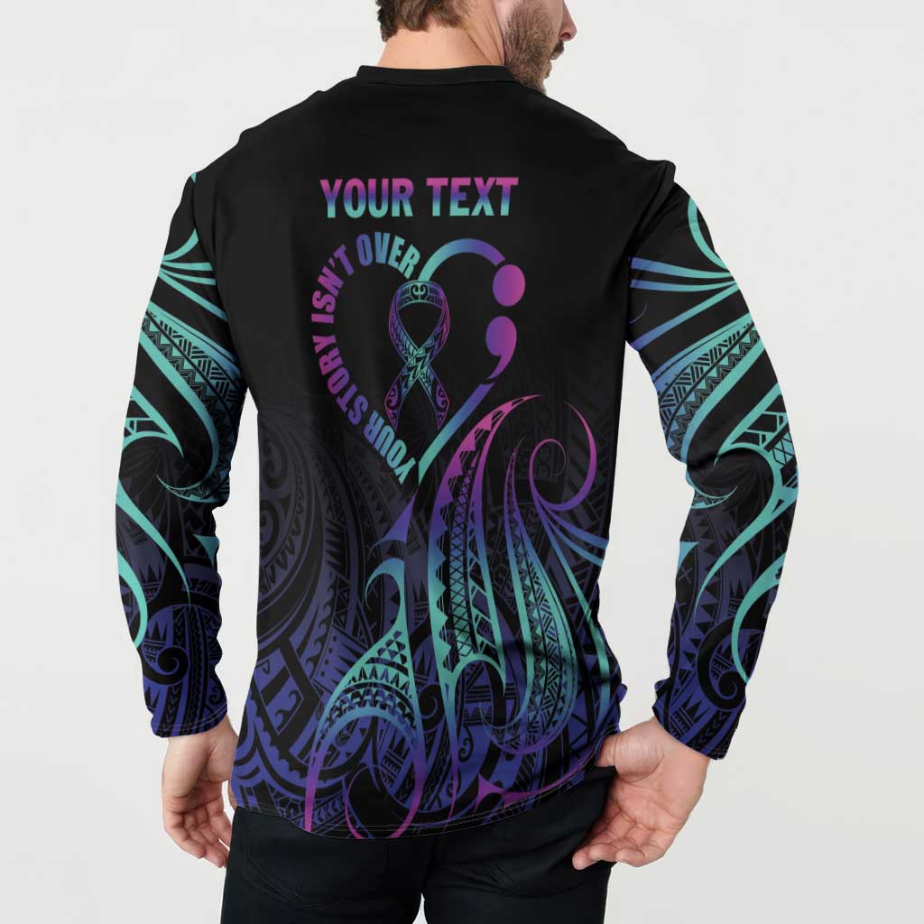Personalised Your Story Isn't Over Button Sweatshirt Suicide Prevention Awareness Semicolon Heart