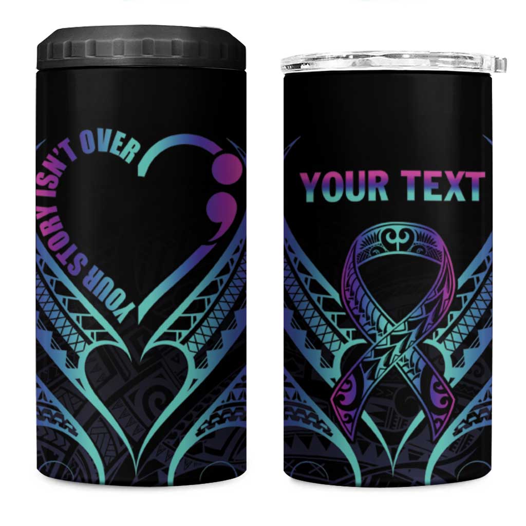 Personalised Your Story Isn't Over 4 in 1 Can Cooler Tumbler Suicide Prevention Awareness Semicolon Heart LT9 One Size: 16 oz Black - Polynesian Pride