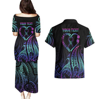 Personalised Your Story Isn't Over Couples Matching Puletasi and Hawaiian Shirt Suicide Prevention Awareness Semicolon Heart LT9 - Polynesian Pride