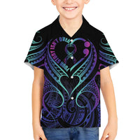 Personalised Your Story Isn't Over Family Matching Long Sleeve Bodycon Dress and Hawaiian Shirt Suicide Prevention Awareness Semicolon Heart LT9 Son's Shirt Black - Polynesian Pride