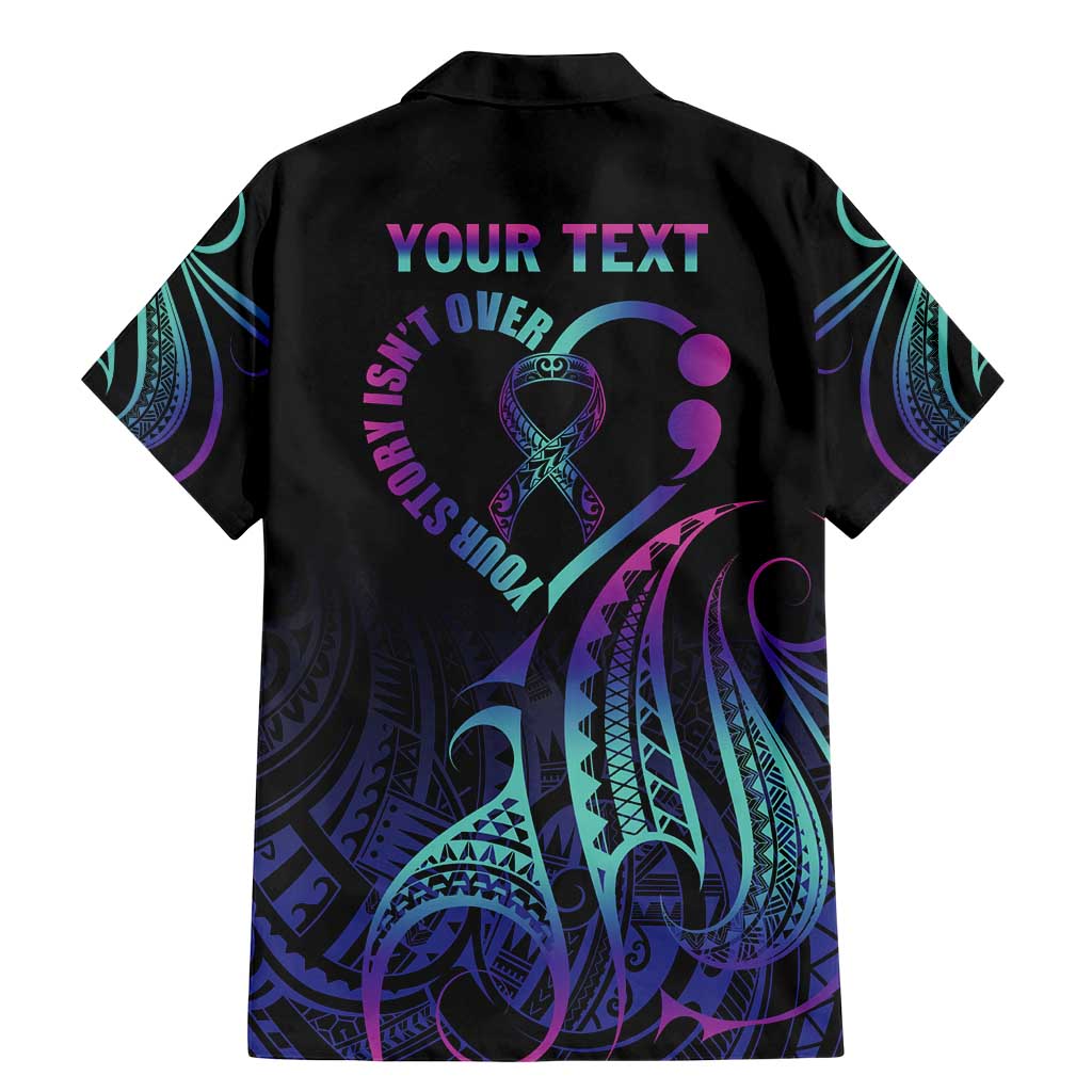 Personalised Your Story Isn't Over Family Matching Mermaid Dress and Hawaiian Shirt Suicide Prevention Awareness Semicolon Heart LT9 - Polynesian Pride