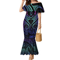 Personalised Your Story Isn't Over Family Matching Mermaid Dress and Hawaiian Shirt Suicide Prevention Awareness Semicolon Heart LT9 Mom's Dress Black - Polynesian Pride
