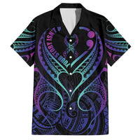 Personalised Your Story Isn't Over Family Matching Off The Shoulder Long Sleeve Dress and Hawaiian Shirt Suicide Prevention Awareness Semicolon Heart LT9 Dad's Shirt - Short Sleeve Black - Polynesian Pride