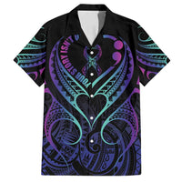 Personalised Your Story Isn't Over Family Matching Off Shoulder Maxi Dress and Hawaiian Shirt Suicide Prevention Awareness Semicolon Heart LT9 Dad's Shirt - Short Sleeve Black - Polynesian Pride