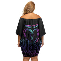 Personalised Your Story Isn't Over Family Matching Off Shoulder Short Dress and Hawaiian Shirt Suicide Prevention Awareness Semicolon Heart LT9 - Polynesian Pride