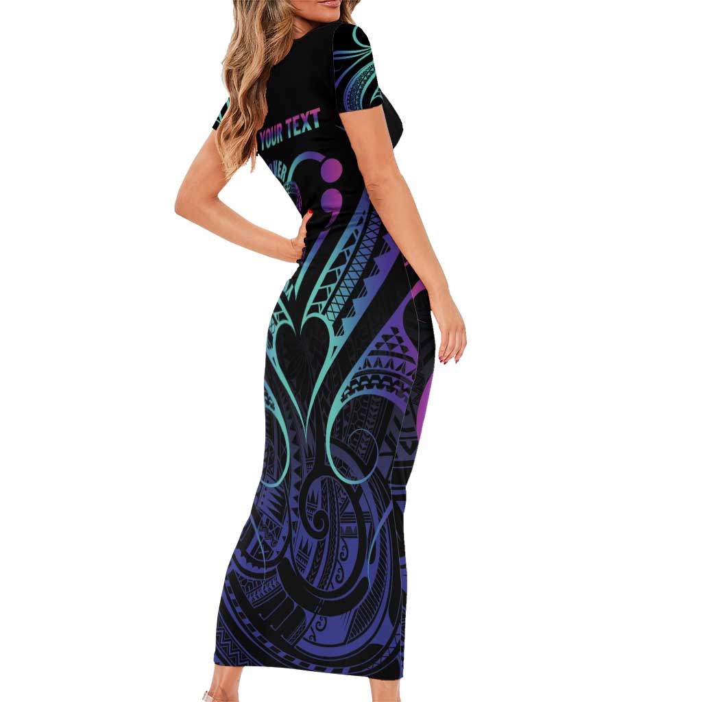 Personalised Your Story Isn't Over Family Matching Short Sleeve Bodycon Dress and Hawaiian Shirt Suicide Prevention Awareness Semicolon Heart LT9 - Polynesian Pride