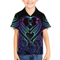 Personalised Your Story Isn't Over Family Matching Short Sleeve Bodycon Dress and Hawaiian Shirt Suicide Prevention Awareness Semicolon Heart LT9 Son's Shirt Black - Polynesian Pride