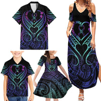 Personalised Your Story Isn't Over Family Matching Summer Maxi Dress and Hawaiian Shirt Suicide Prevention Awareness Semicolon Heart LT9 - Polynesian Pride