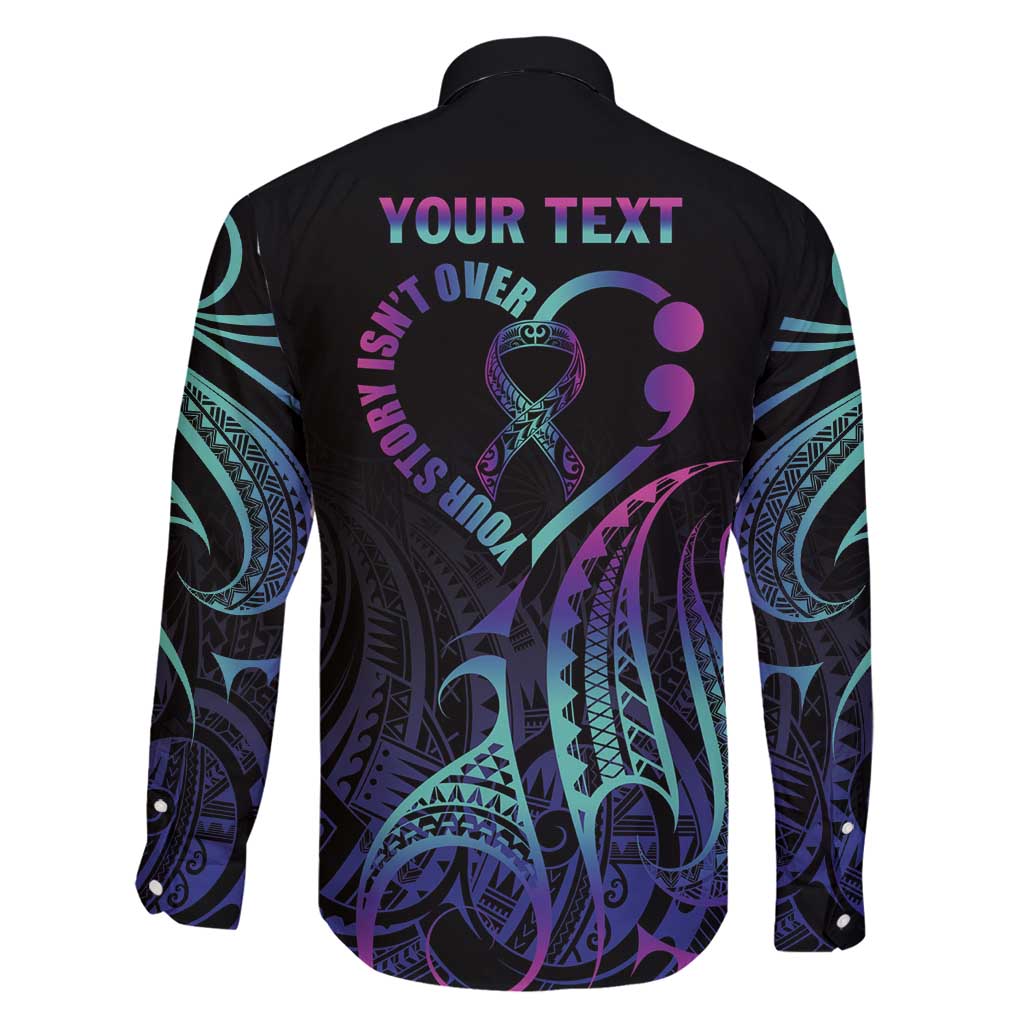 Personalised Your Story Isn't Over Family Matching Summer Maxi Dress and Hawaiian Shirt Suicide Prevention Awareness Semicolon Heart LT9 - Polynesian Pride