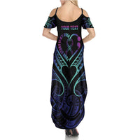 Personalised Your Story Isn't Over Family Matching Summer Maxi Dress and Hawaiian Shirt Suicide Prevention Awareness Semicolon Heart LT9 - Polynesian Pride