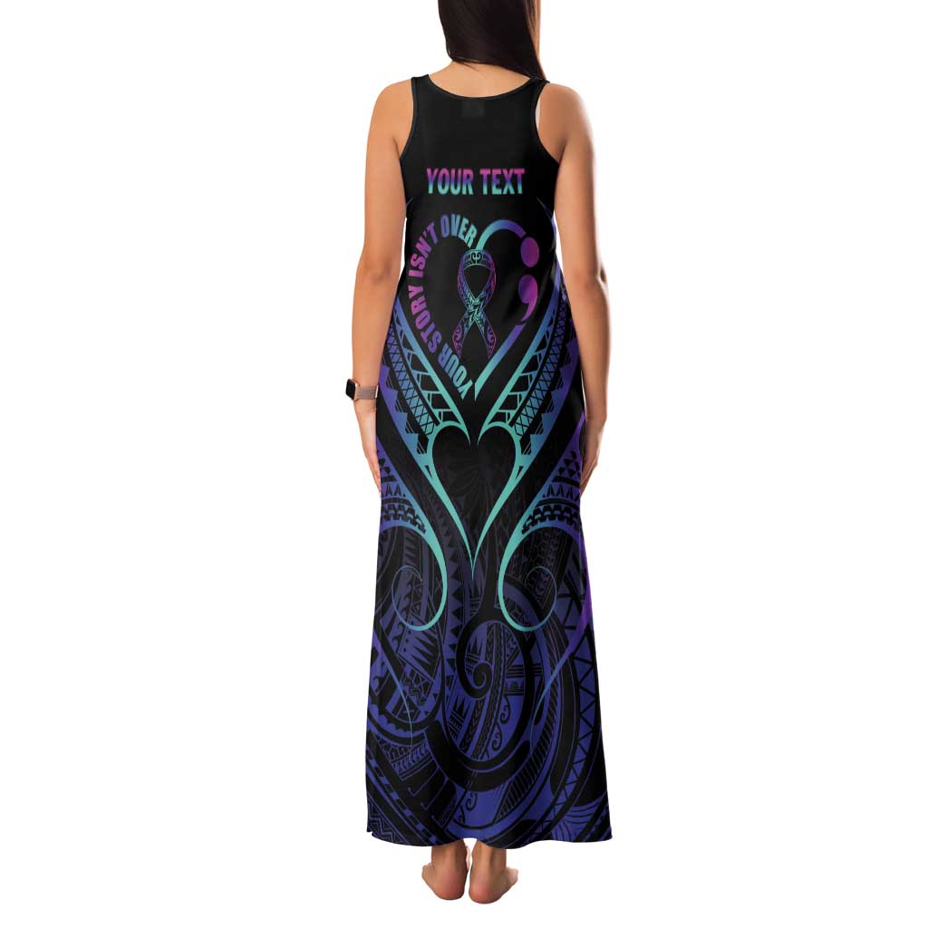 Personalised Your Story Isn't Over Family Matching Tank Maxi Dress and Hawaiian Shirt Suicide Prevention Awareness Semicolon Heart LT9 - Polynesian Pride
