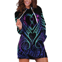 Personalised Your Story Isn't Over Hoodie Dress Suicide Prevention Awareness Semicolon Heart LT9 Black - Polynesian Pride