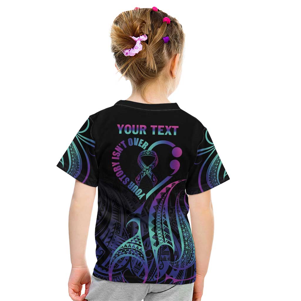 Personalised Your Story Isn't Over Kid T Shirt Suicide Prevention Awareness Semicolon Heart