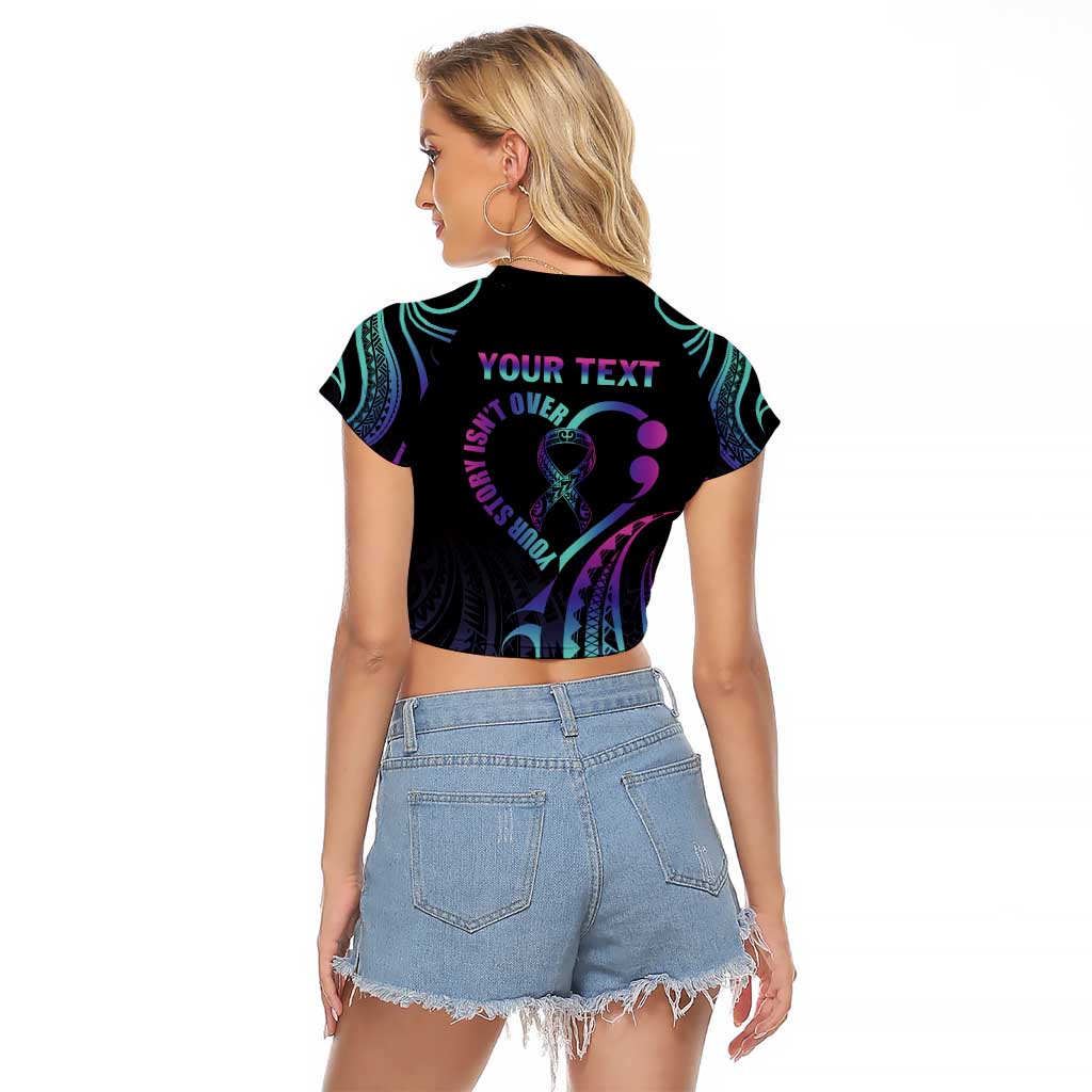 Personalised Your Story Isn't Over Raglan Cropped T Shirt Suicide Prevention Awareness Semicolon Heart