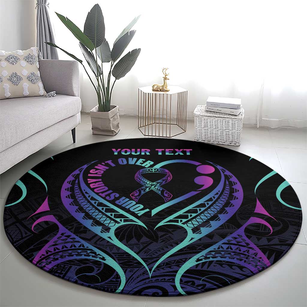 Personalised Your Story Isn't Over Round Carpet Suicide Prevention Awareness Semicolon Heart
