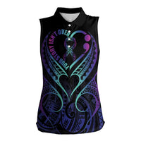 Personalised Your Story Isn't Over Women Sleeveless Polo Shirt Suicide Prevention Awareness Semicolon Heart LT9 Female Black - Polynesian Pride