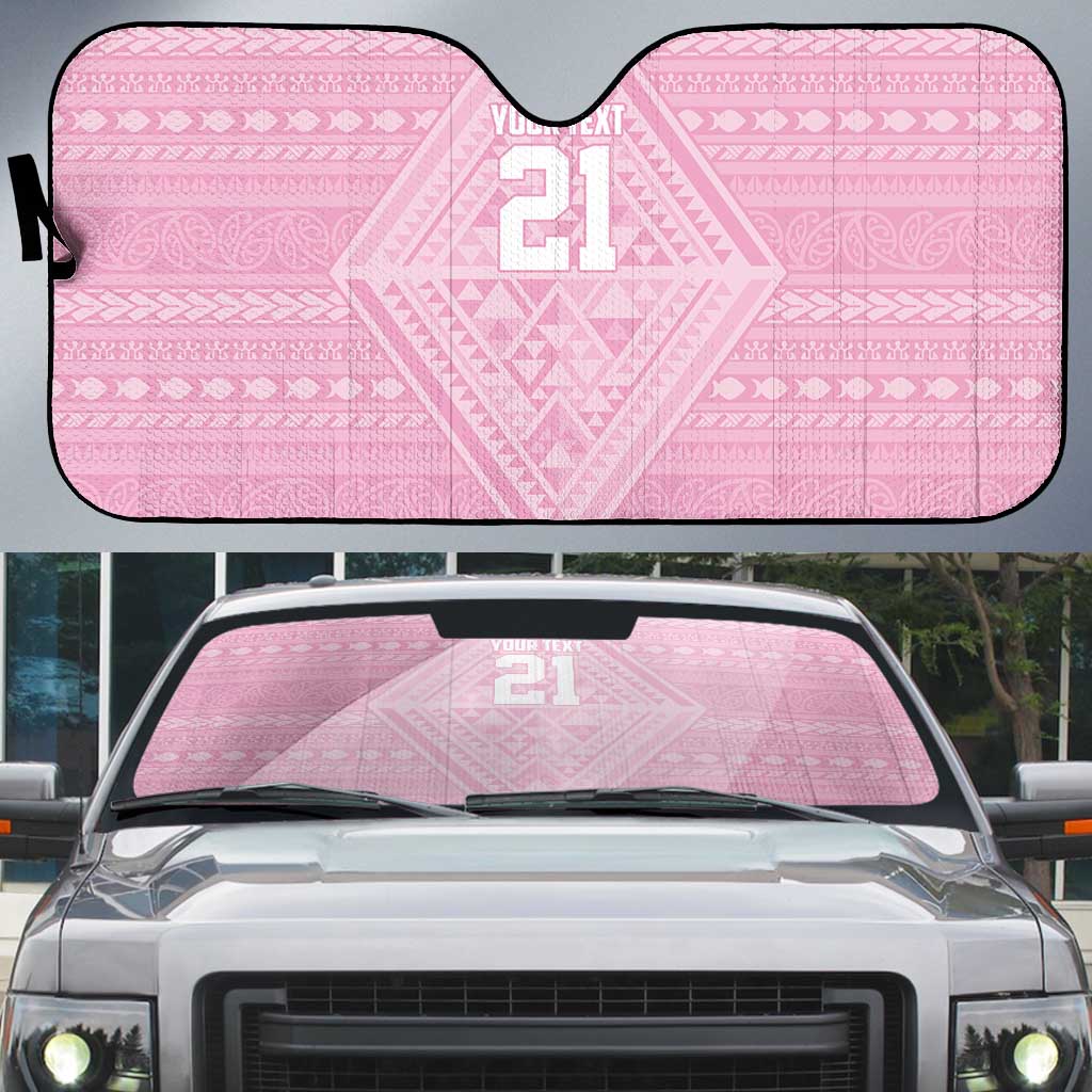 Custom New Zealand Basketball Indigenous Auto Sun Shade LT9 Pink - Polynesian Pride