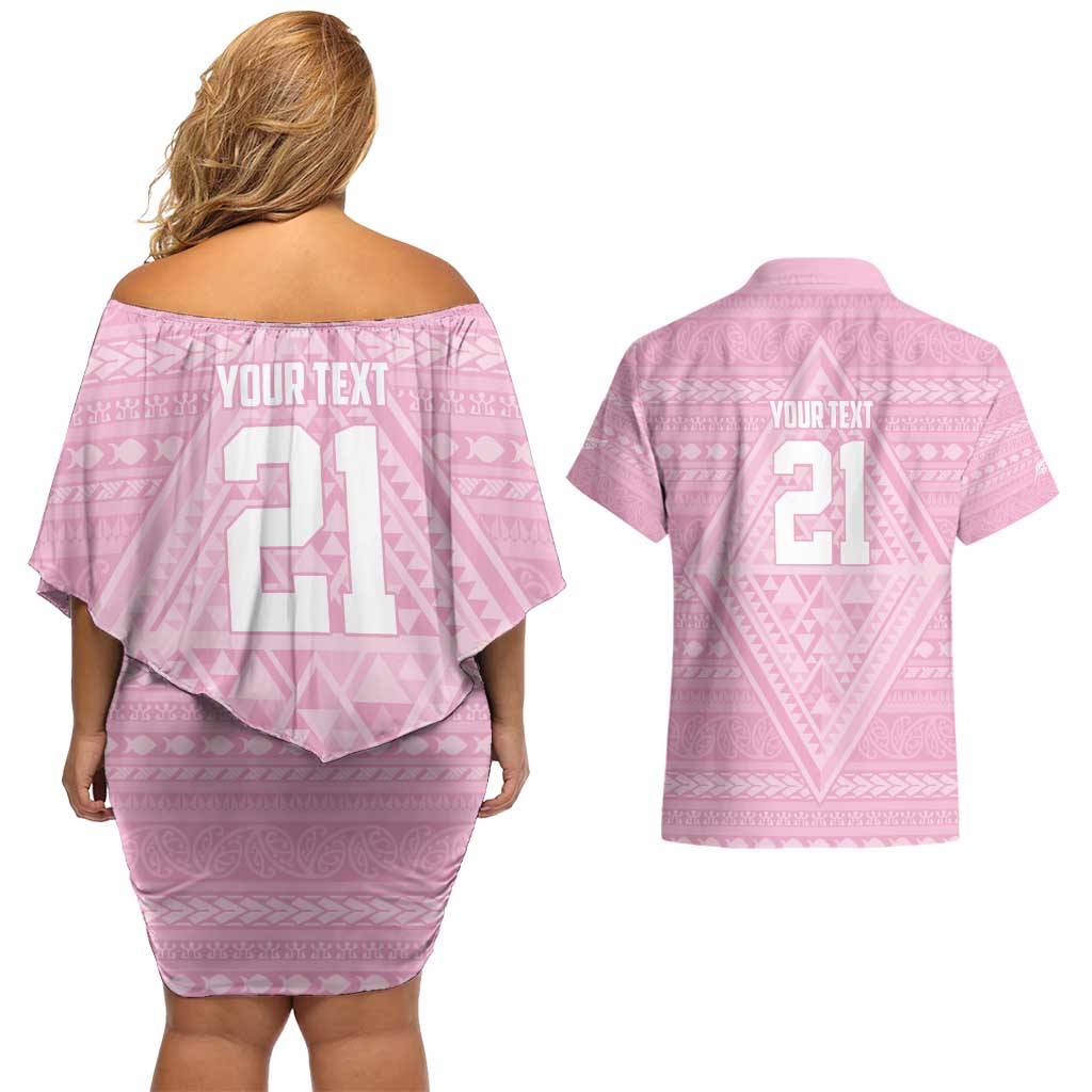 Custom New Zealand Basketball Indigenous Couples Matching Off Shoulder Short Dress and Hawaiian Shirt LT9 - Polynesian Pride