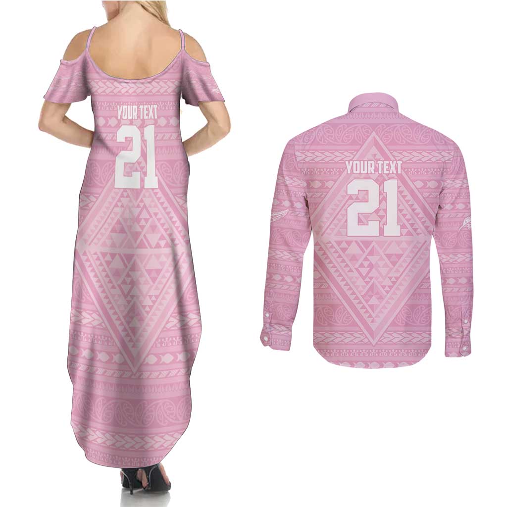 Custom New Zealand Basketball Indigenous Couples Matching Summer Maxi Dress and Long Sleeve Button Shirt - Polynesian Pride