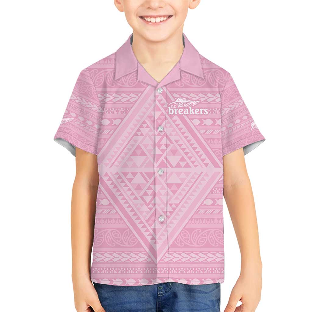 Custom New Zealand Basketball Indigenous Family Matching Long Sleeve Bodycon Dress and Hawaiian Shirt LT9 Son's Shirt Pink - Polynesian Pride