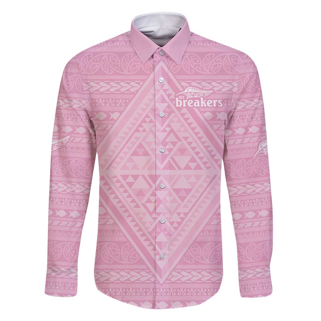 Custom New Zealand Basketball Indigenous Family Matching Mermaid Dress and Hawaiian Shirt LT9 Dad's Shirt - Long Sleeve Pink - Polynesian Pride