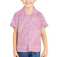 Custom New Zealand Basketball Indigenous Family Matching Off Shoulder Maxi Dress and Hawaiian Shirt LT9 Son's Shirt Pink - Polynesian Pride