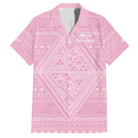 Custom New Zealand Basketball Indigenous Family Matching Off Shoulder Short Dress and Hawaiian Shirt LT9 Dad's Shirt - Short Sleeve Pink - Polynesian Pride