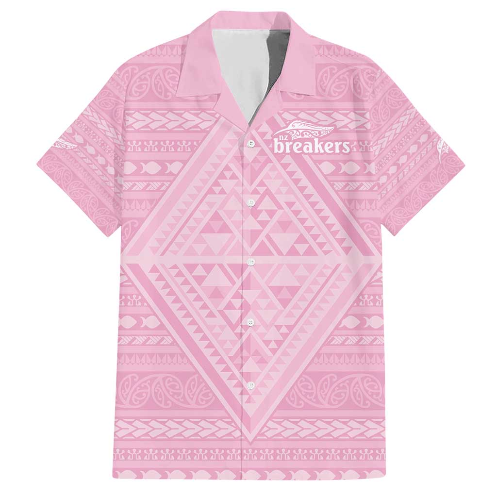 Custom New Zealand Basketball Indigenous Family Matching Short Sleeve Bodycon Dress and Hawaiian Shirt LT9 Dad's Shirt - Short Sleeve Pink - Polynesian Pride