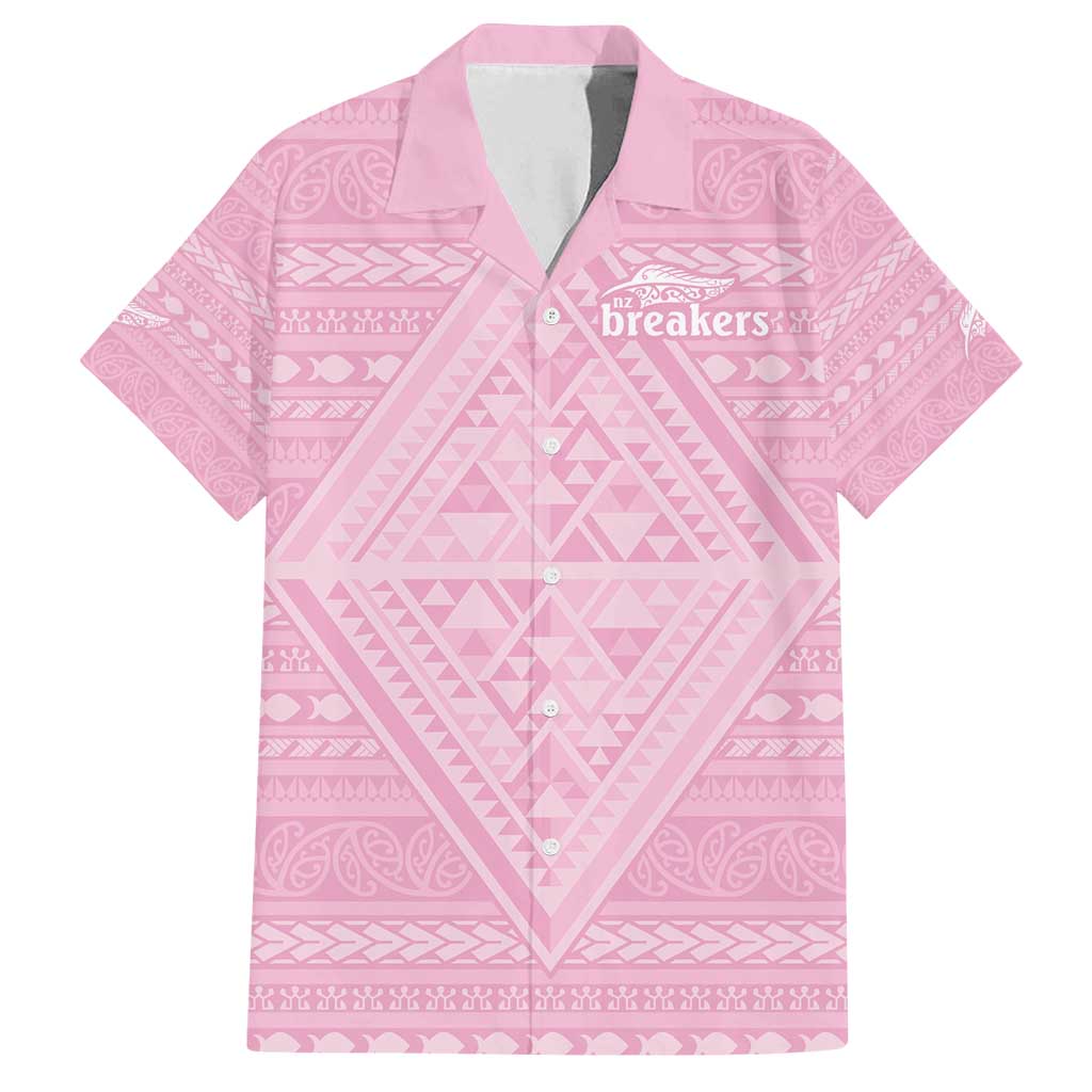 Custom New Zealand Basketball Indigenous Family Matching Tank Maxi Dress and Hawaiian Shirt LT9 Dad's Shirt - Short Sleeve Pink - Polynesian Pride