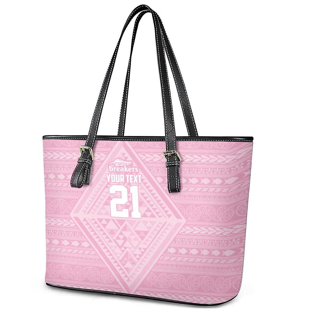 Custom New Zealand Basketball Indigenous Leather Tote Bag - Polynesian Pride