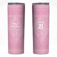 Custom New Zealand Basketball Indigenous Skinny Tumbler LT9 Pink - Polynesian Pride