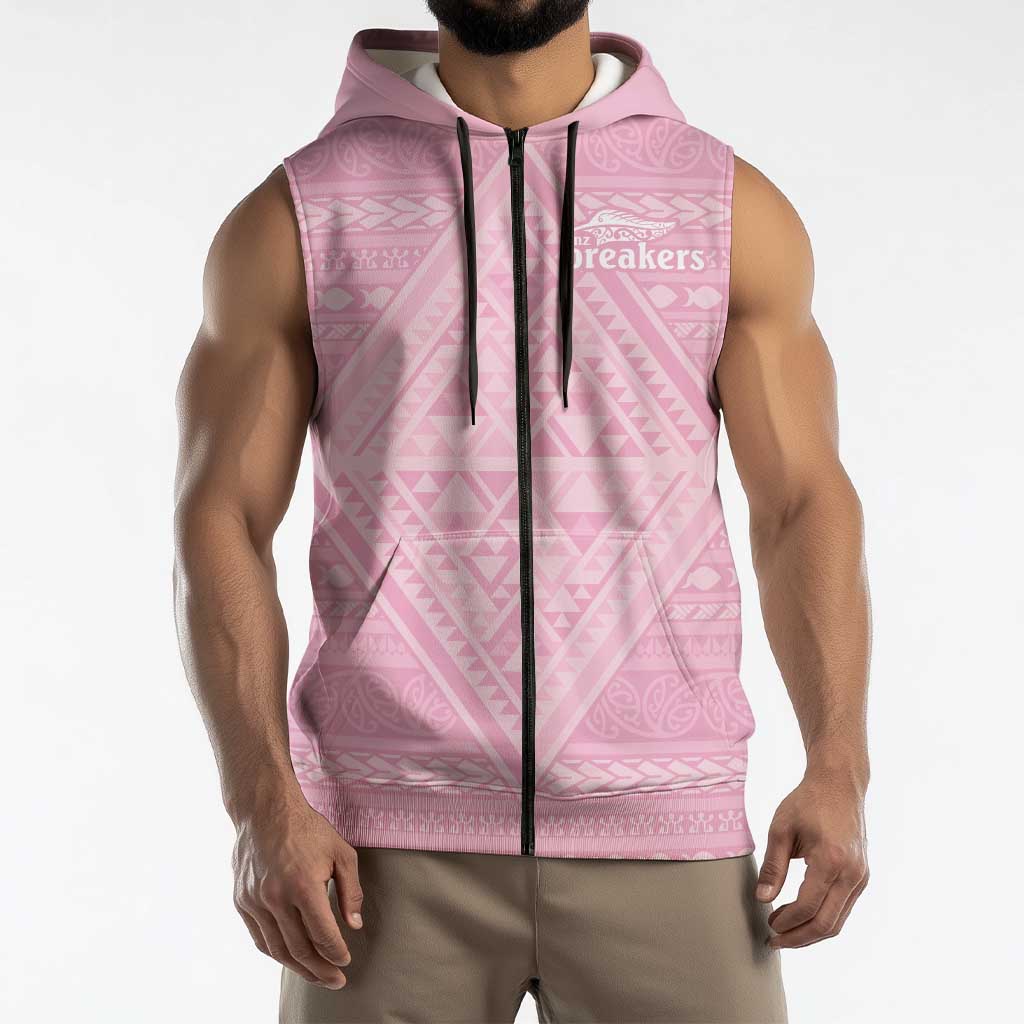 Custom New Zealand Basketball Indigenous Sleeveless Zip Hoodie - Polynesian Pride