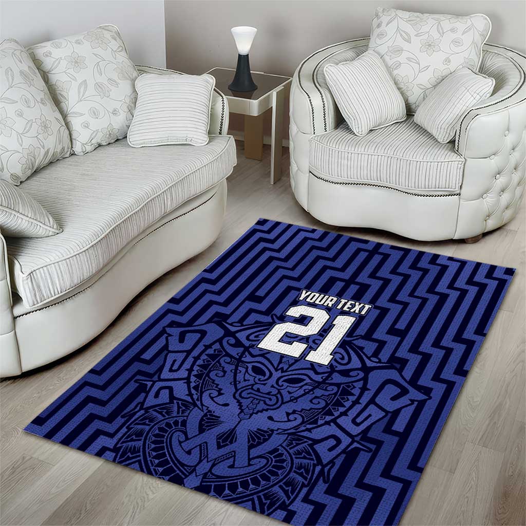 Custom Basketball New Zealand Area Rug Blue Maori Ta Moko Indigenous - Polynesian Pride