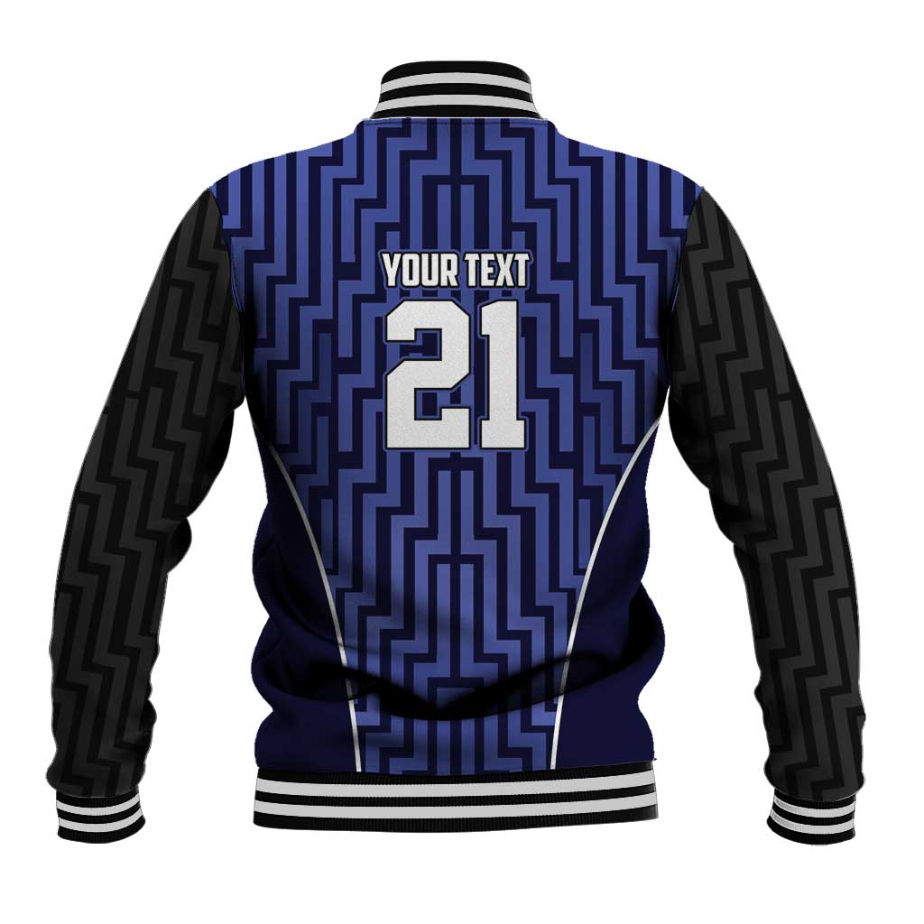 Custom Basketball New Zealand Baseball Jacket Blue Maori Ta Moko Indigenous - Polynesian Pride