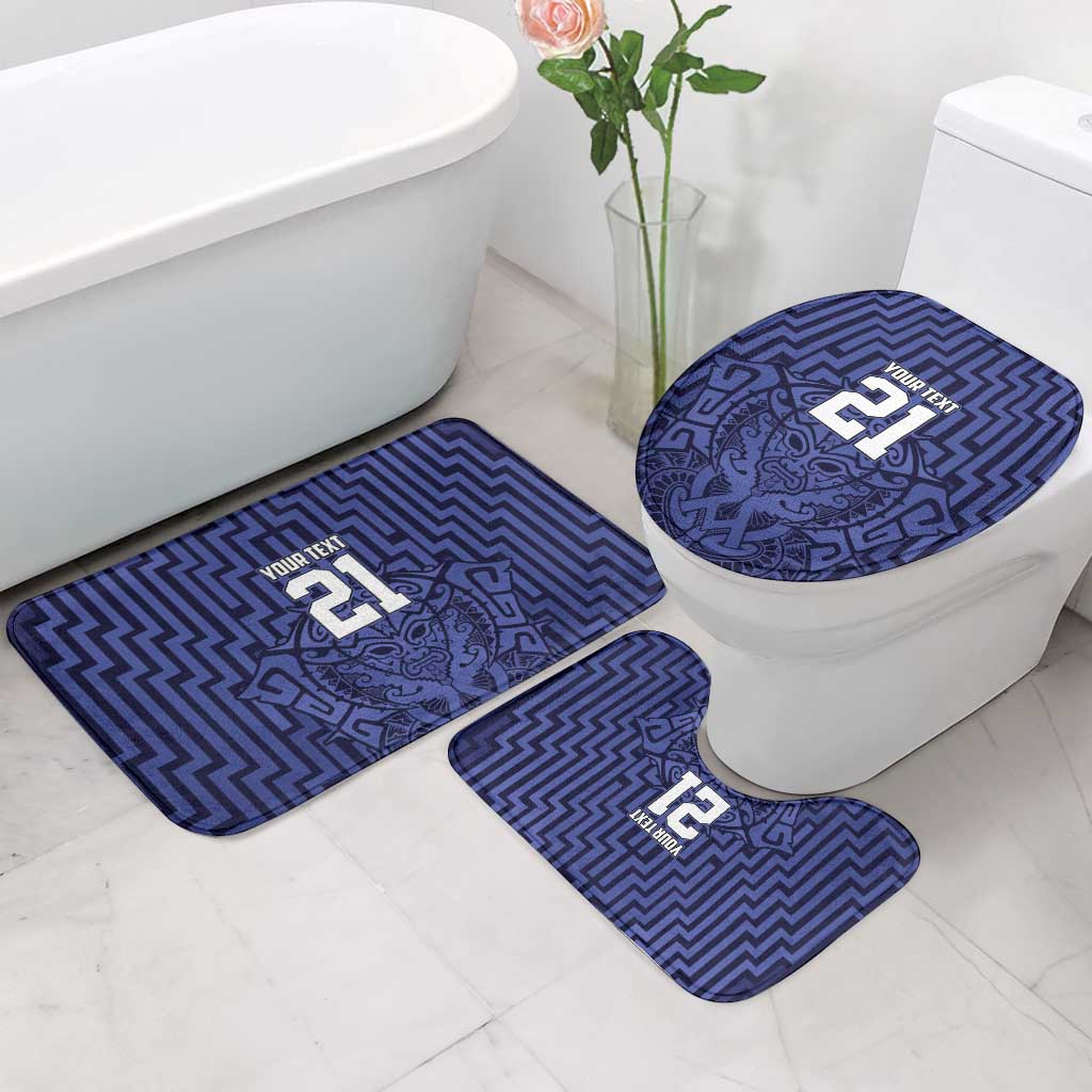 Custom Basketball New Zealand Bathroom Set Blue Maori Ta Moko Indigenous - Polynesian Pride